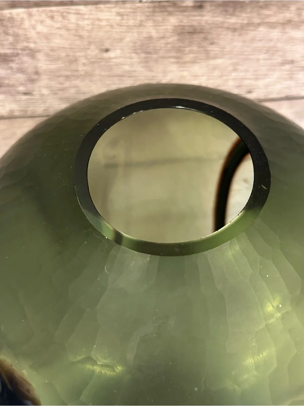 Modern Avocado Green Glass Floor Vase Large 13 Inch Dimpled Teardrop Unbranded